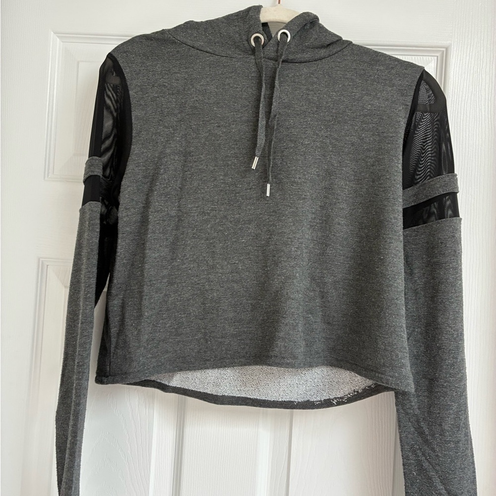 H&M  Crop style Hoodie with Black Mesh Sleeves